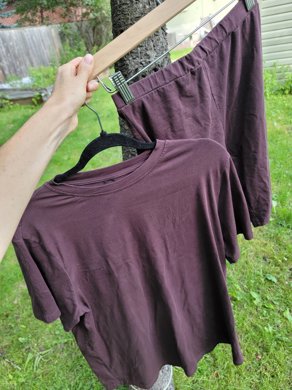Women's Short-Sleeve Tee & Short Set in Chocolate Brown